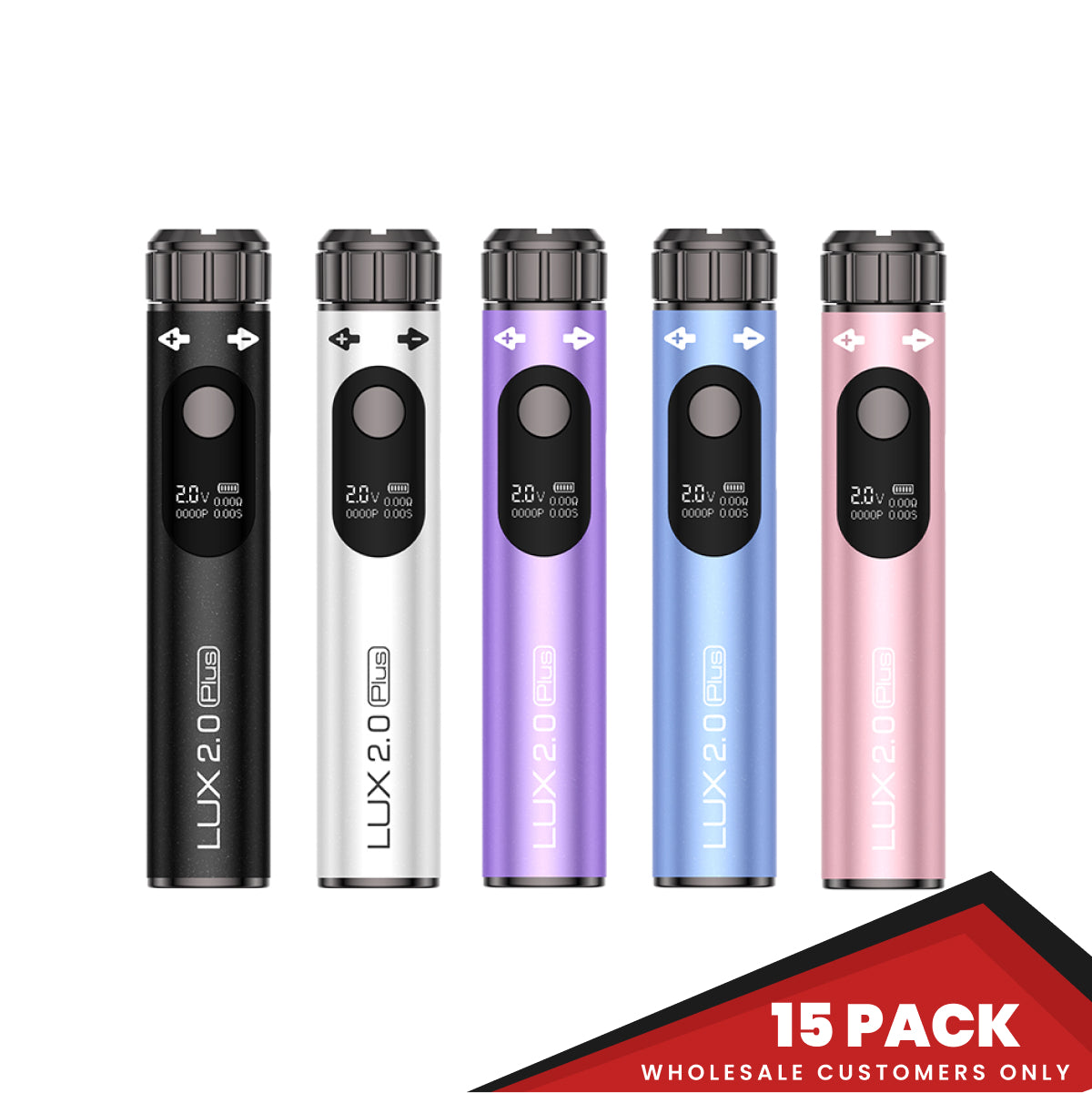 Yocan Lux 2.0 Plus Dab Pen Battery - colors - 15 Pack-wh