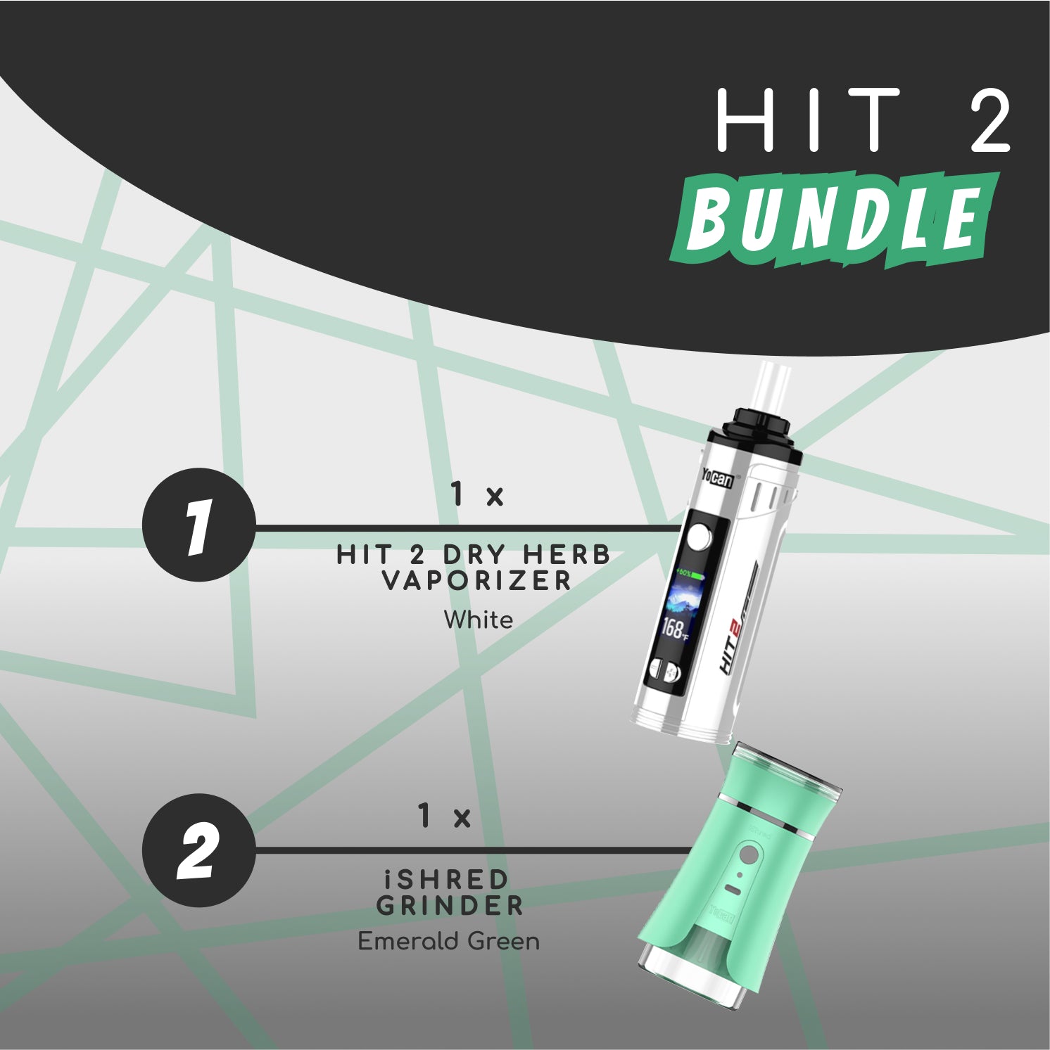 Yocan HIT 2 + iShred BUNDLE - White x Green