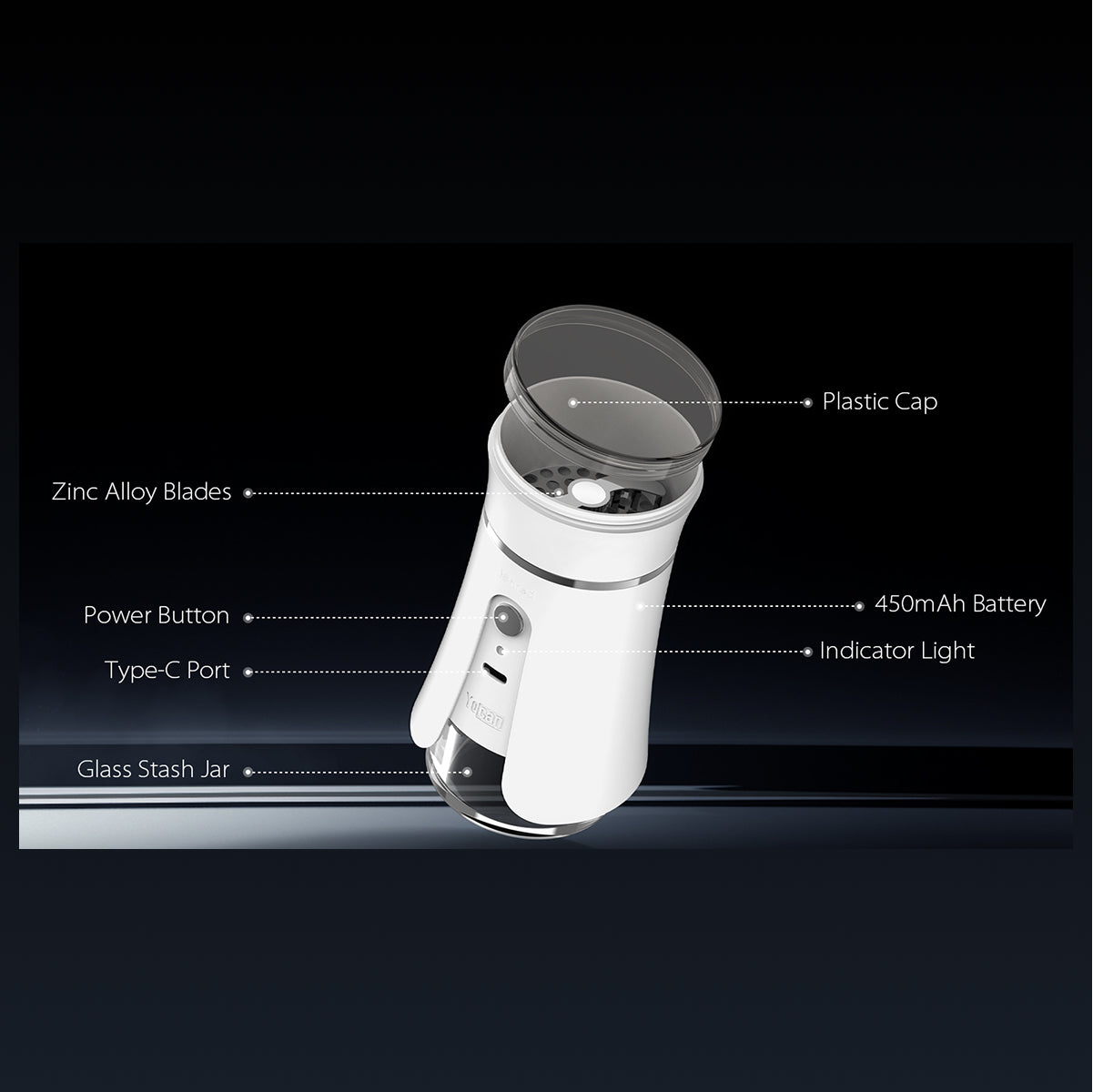 Yocan iShred Herb Grinder - parts and features