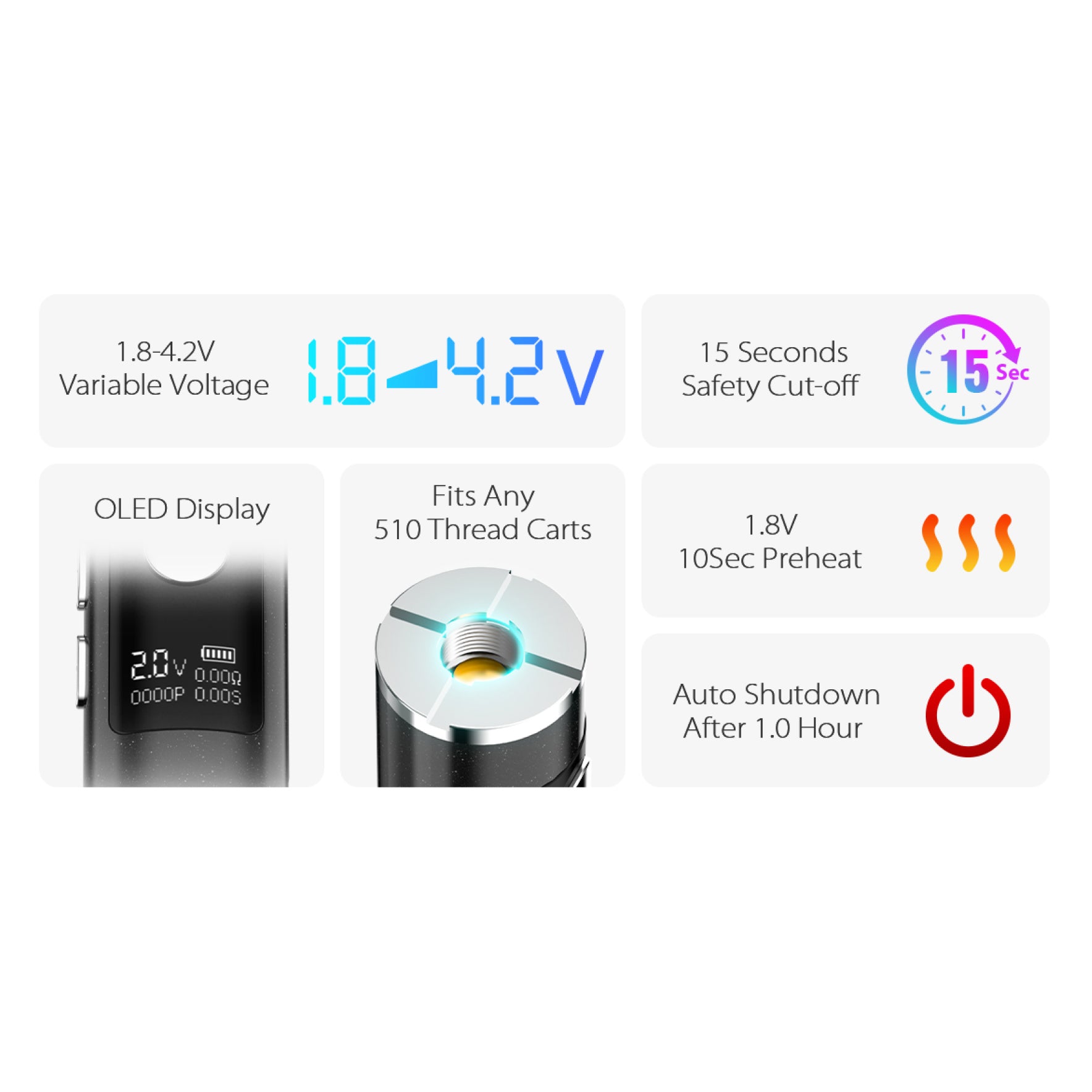 Yocan ARI 2.0 Dab Pen Battery features
