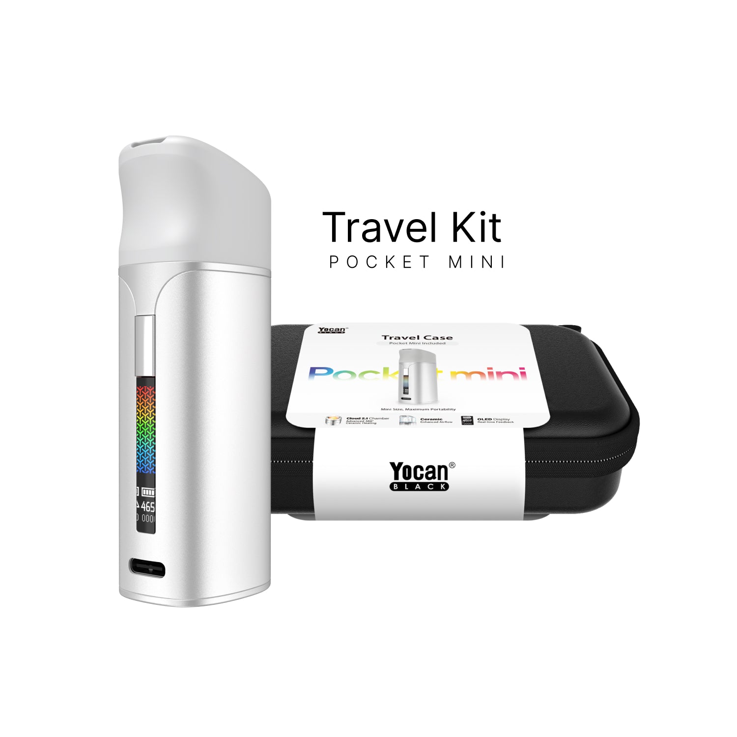 Yocan Black Pocket Mini Full Travel Kit - silver