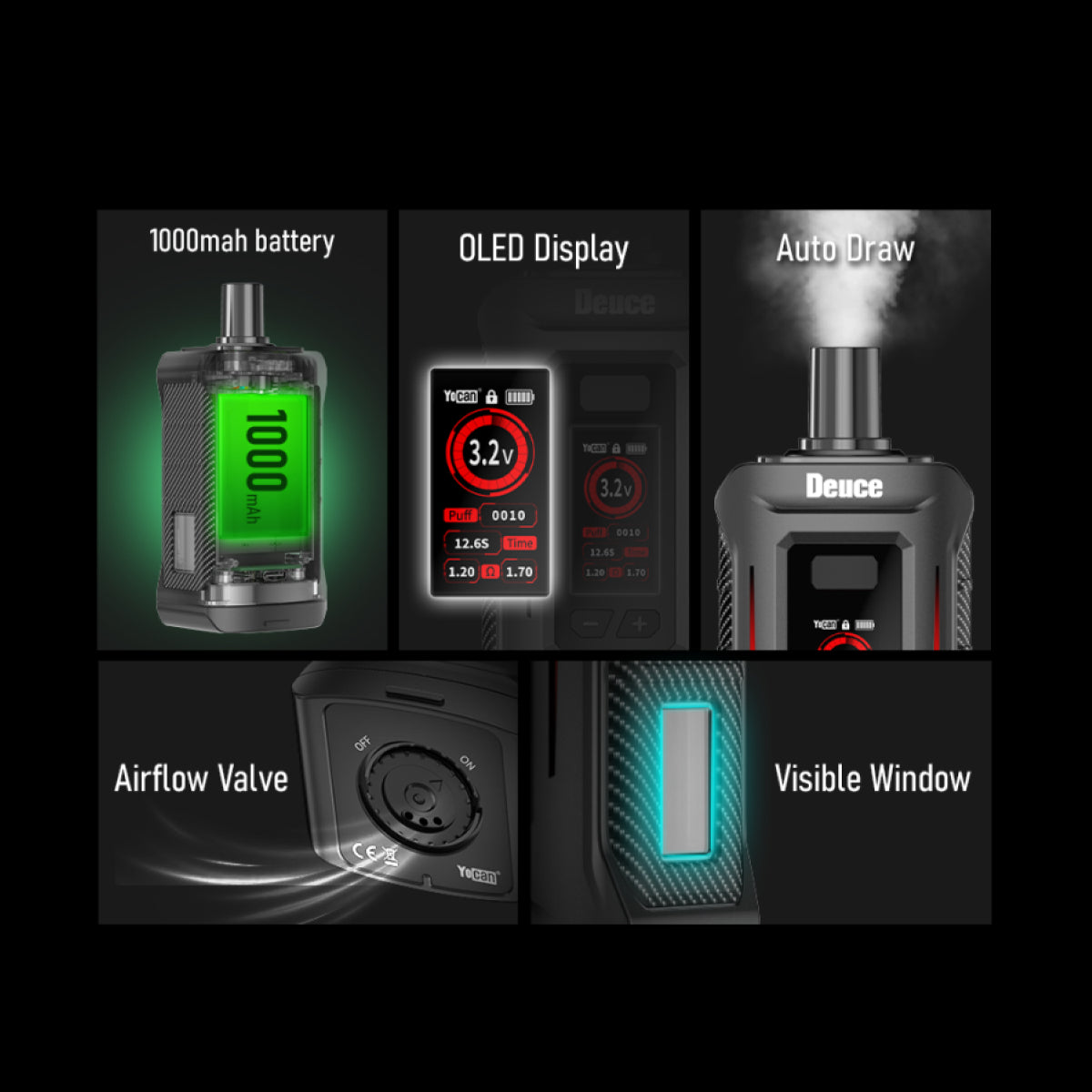 Yocan Deuce 510 Thread Dual Cartridge Vape Battery – Yocan Vaporizer