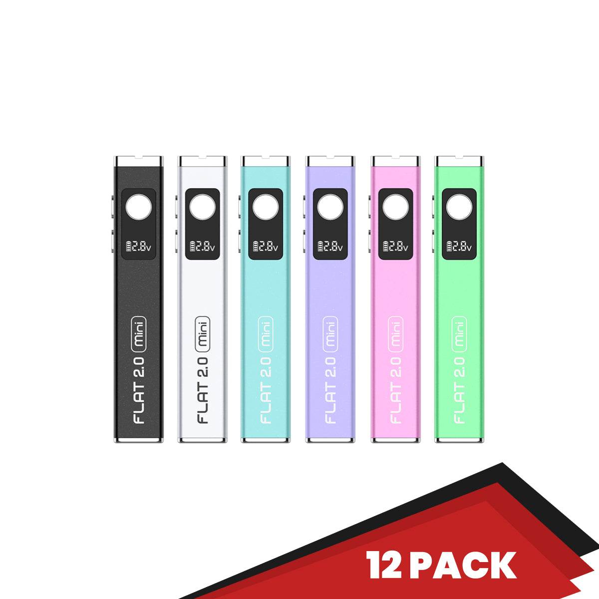 Yocan FLAT 2.0 Mini Dab Pen 510 Thread Battery - 12 Pack-wh