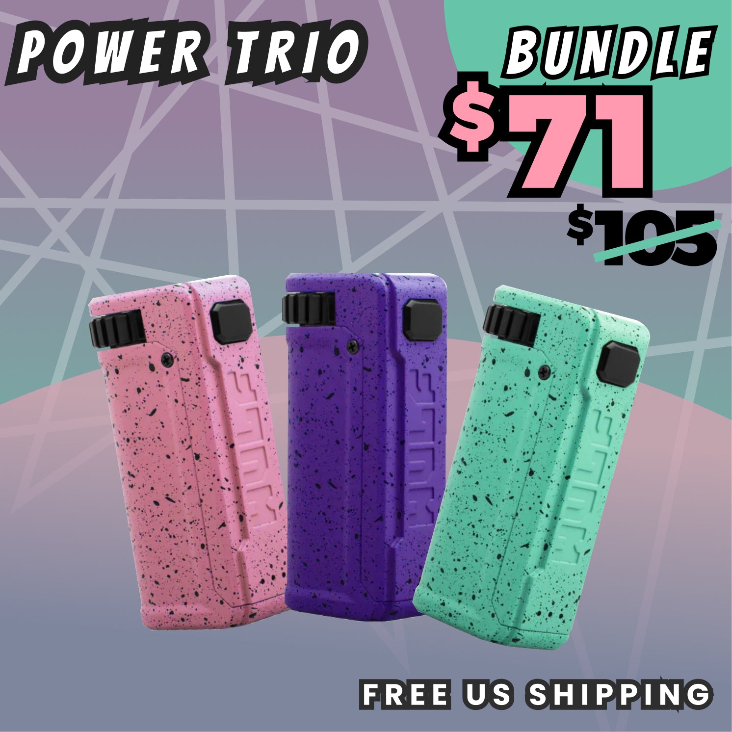 Yocan UNI S Box Mod Vaporizer - Pink Black Spatter, Purple Black Spatter, Teal Black Spatter