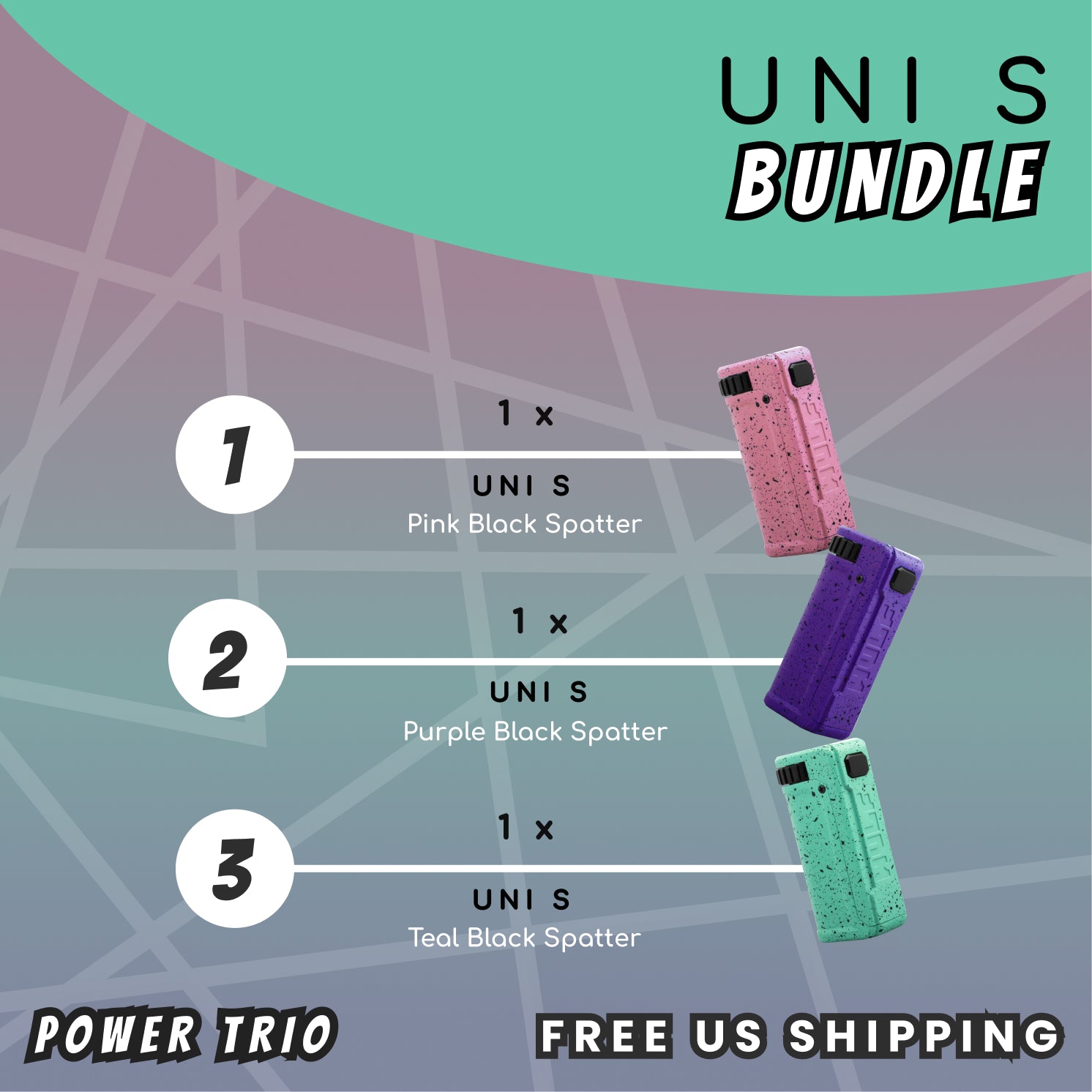 Yocan UNI S Box Mod Vaporizer - Pink Black Spatter, Purple Black Spatter, Teal Black Spatter