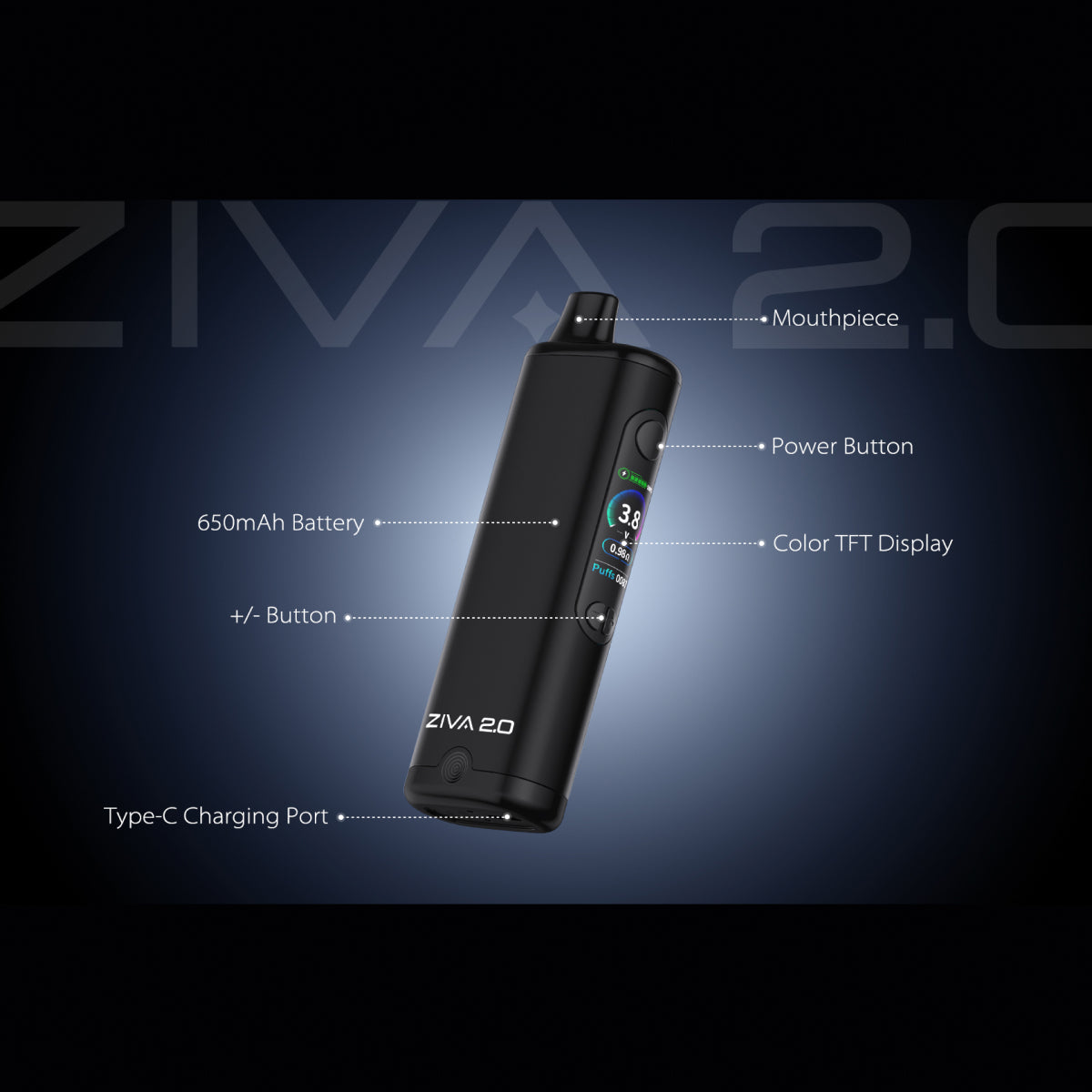 Yocan Ziva 2.0 Dab 510 Thread Battery - features