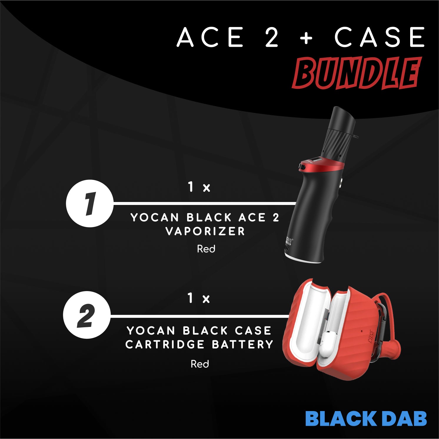 Yocan Black Dab ACE 2 + Case BUNDLE Red